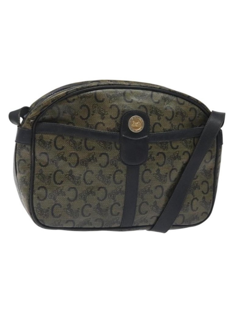 Authentic Celine C Sulky Shoulder Bag Pvc Navy Gold